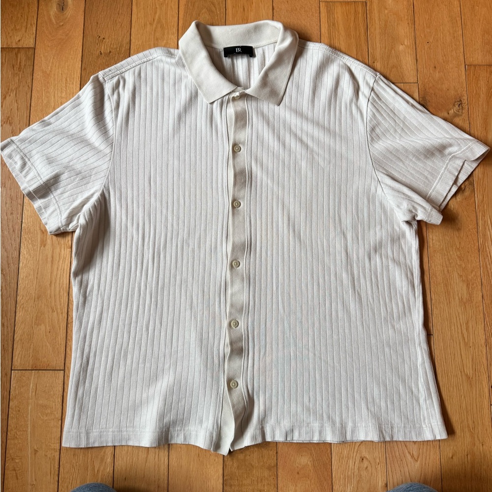 Banana Republic Men’s XL Ribbed Modal Cotton Modal 50/50 Resort Shirt Ivory
